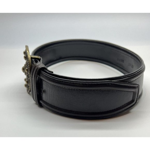 Per Se Brown Leather Belt Brass Buckle 516395 "XS" Vintage 90's - Picture 8 of 14